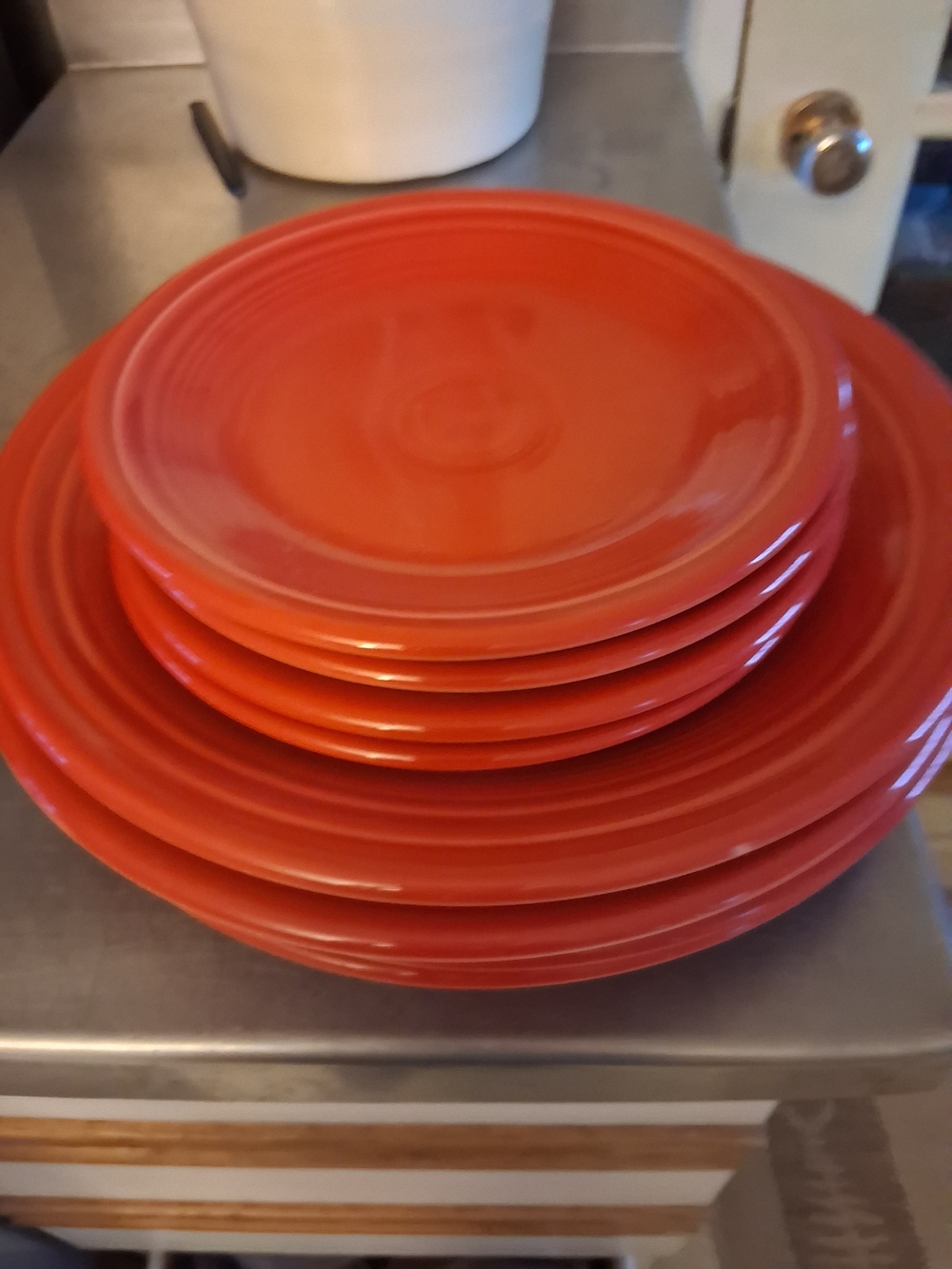 Vintage Fiestaware Red Ceramic Dinner Plate Set